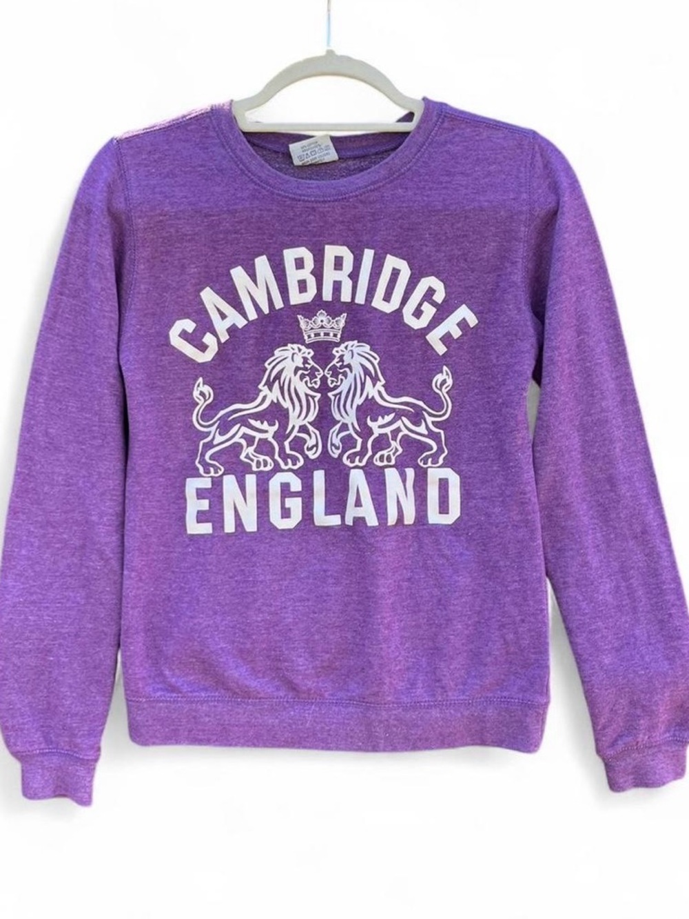 Cambridge England Purple Graphic Crewneck Sweatshirt